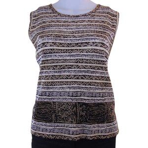 Plisse Vintage Crinkled Textured Sleeveless Top - Size L